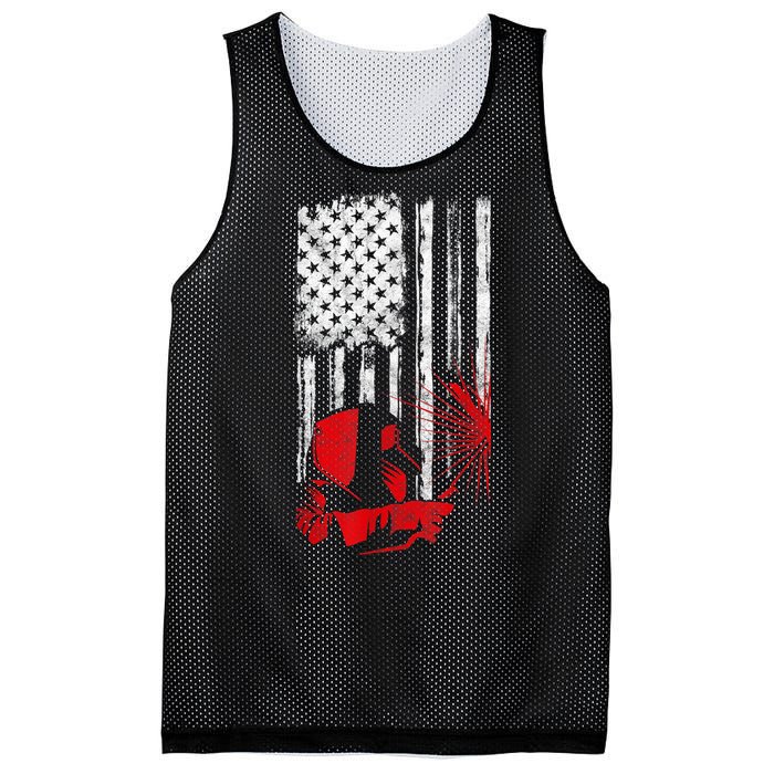 Welder American Flag Welding Gift Usa Distressed Helmet Mesh Reversible Basketball Jersey Tank