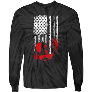 Welder American Flag Welding Gift Usa Distressed Helmet Tie-Dye Long Sleeve Shirt