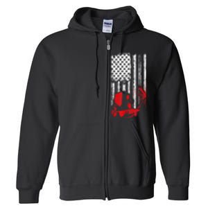 Welder American Flag Welding Gift Usa Distressed Helmet Full Zip Hoodie