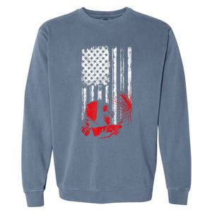 Welder American Flag Welding Gift Usa Distressed Helmet Garment-Dyed Sweatshirt