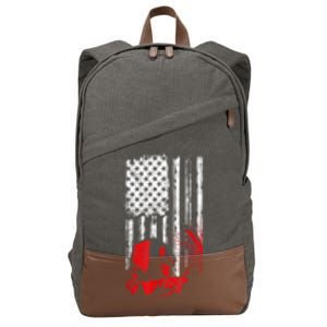 Welder American Flag Welding Gift Usa Distressed Helmet Cotton Canvas Backpack