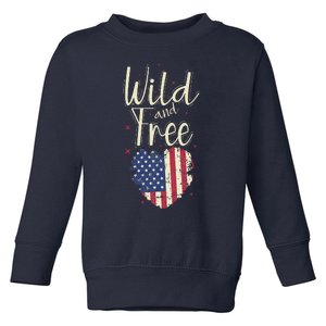 Wild And Free Usa Heart Toddler Sweatshirt