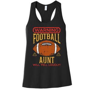 Warning American Football Aunt Yell Funny Family Matching Women's Racerback Tank