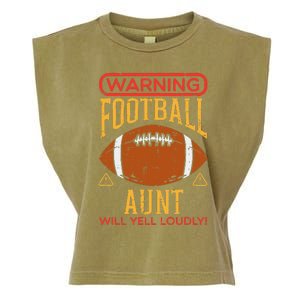 Warning American Football Aunt Yell Funny Family Matching Garment-Dyed Women's Muscle Tee