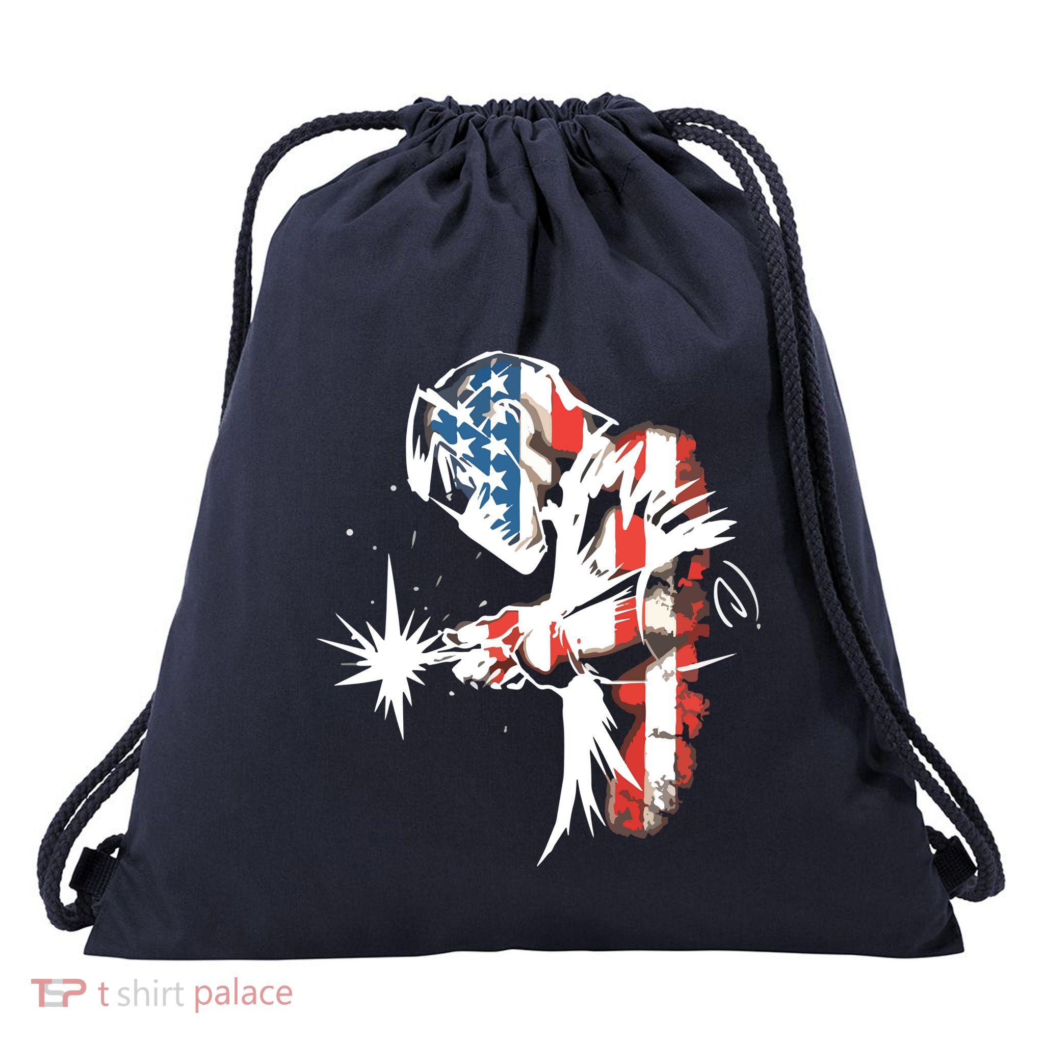 Welder American Flag USA Patriotic Welder Drawstring Bag