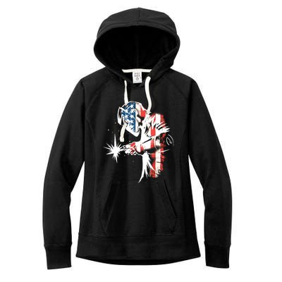 Welder American Flag USA Patriotic Welder Women's Fleece Hoodie