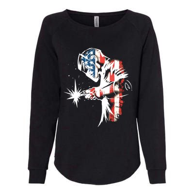 Welder American Flag USA Patriotic Welder Womens California Wash Sweatshirt