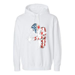 Welder American Flag USA Patriotic Welder Garment-Dyed Fleece Hoodie