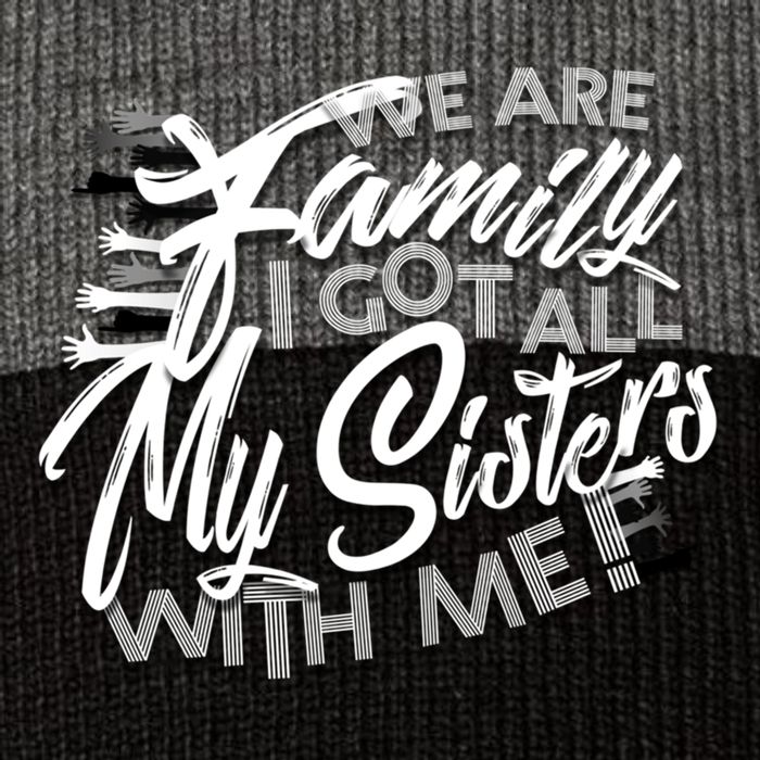 We Are Family I Got All My Sisters With Me Stripe Pom Pom Beanie