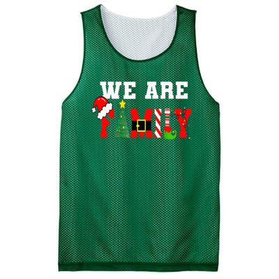 We Are Family Christmas Pajamas Matching Xmas Mesh Reversible Basketball Jersey Tank