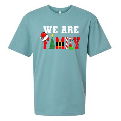 We Are Family Christmas Pajamas Matching Xmas Sueded Cloud Jersey T-Shirt