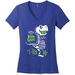 Wild And Free TRex Dinosaur Skeleton Funny Dinosaurs Cool Gift Women's V-Neck T-Shirt