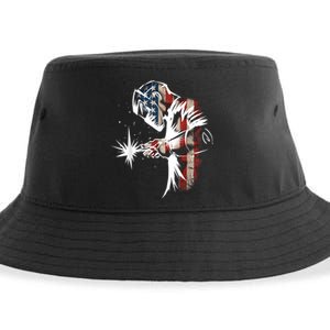 Welder American Flag USA Patriotic Welder Sustainable Bucket Hat