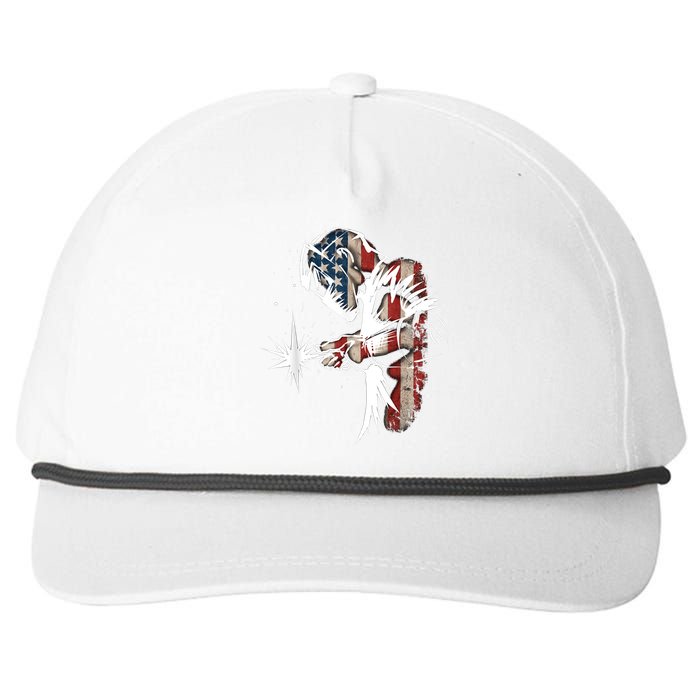 Welder American Flag USA Patriotic Welder Snapback Five-Panel Rope Hat