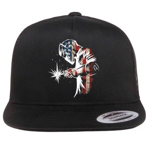 Welder American Flag USA Patriotic Welder Flat Bill Trucker Hat