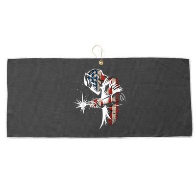 Welder American Flag USA Patriotic Welder Large Microfiber Waffle Golf Towel