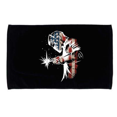 Welder American Flag USA Patriotic Welder Microfiber Hand Towel