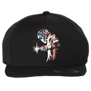 Welder American Flag USA Patriotic Welder Wool Snapback Cap