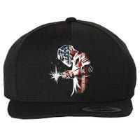 Welder American Flag USA Patriotic Welder Wool Snapback Cap