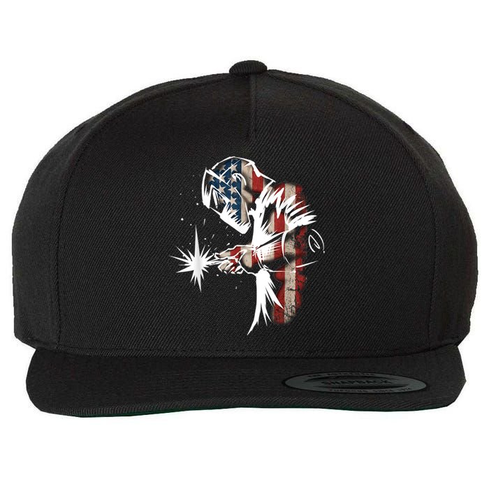 Welder American Flag USA Patriotic Welder Wool Snapback Cap