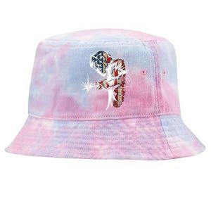 Welder American Flag USA Patriotic Welder Tie-Dyed Bucket Hat