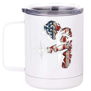 Welder American Flag USA Patriotic Welder 12 oz Stainless Steel Tumbler Cup