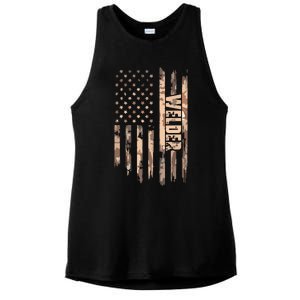 Welder American Flag Gift Welding Ladies PosiCharge Tri-Blend Wicking Tank