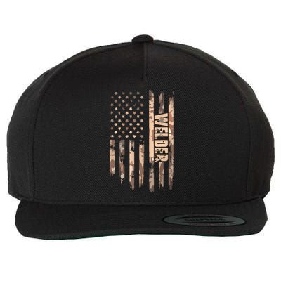 Welder American Flag Gift Welding Wool Snapback Cap