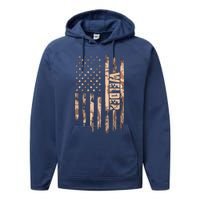 Welder American Flag Gift Welding Performance Fleece Hoodie