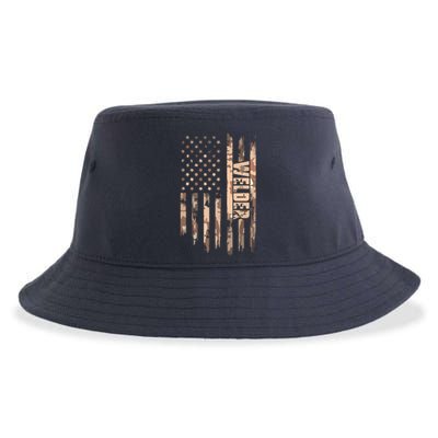 Welder American Flag Gift Welding Sustainable Bucket Hat