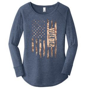 Welder American Flag Gift Welding Women's Perfect Tri Tunic Long Sleeve Shirt