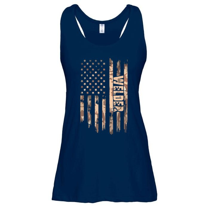 Welder American Flag Gift Welding Ladies Essential Flowy Tank