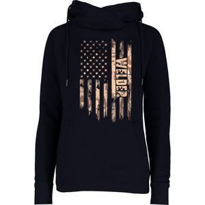 Welder American Flag Gift Welding Womens Funnel Neck Pullover Hood