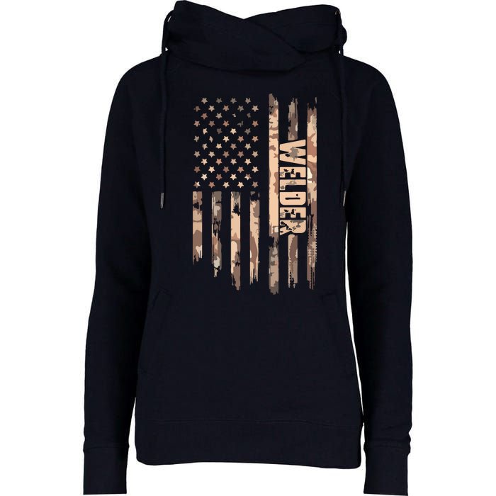 Welder American Flag Gift Welding Womens Funnel Neck Pullover Hood