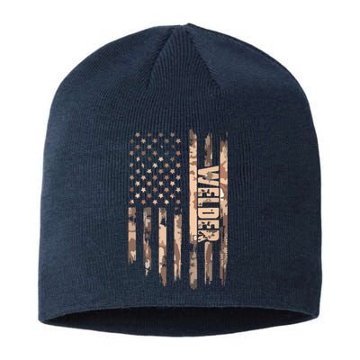 Welder American Flag Gift Welding Sustainable Beanie