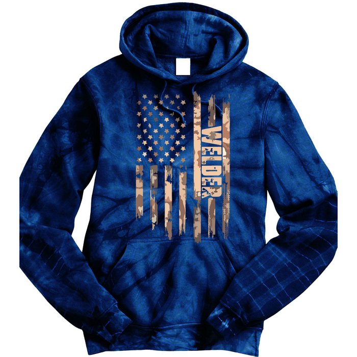 Welder American Flag Gift Welding Tie Dye Hoodie