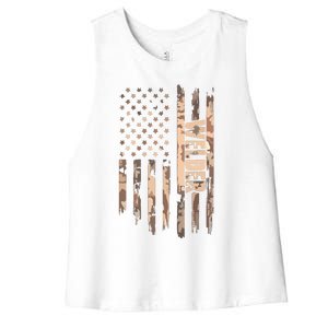 Welder American Flag Gift Welding Women's Racerback Cropped Tank