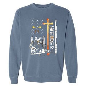 Welder American Flag Welding Fusing Material Funny Technical Garment-Dyed Sweatshirt