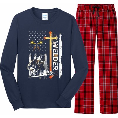 Welder American Flag Welding Fusing Material Funny Technical Long Sleeve Pajama Set