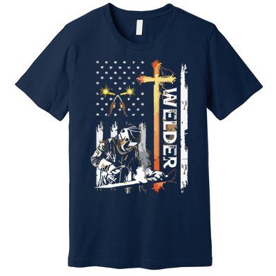 Welder American Flag Welding Fusing Material Funny Technical Premium T-Shirt