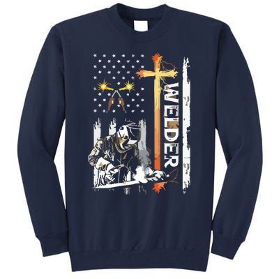 Welder American Flag Welding Fusing Material Funny Technical Tall Sweatshirt