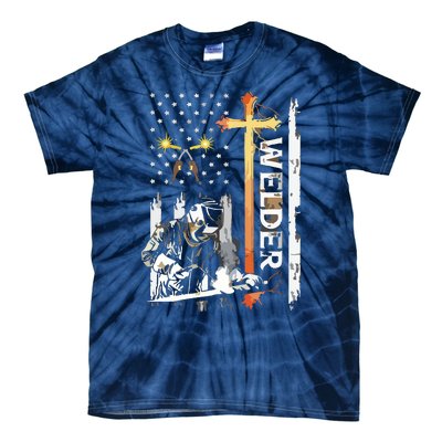 Welder American Flag Welding Fusing Material Funny Technical Tie-Dye T-Shirt