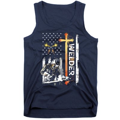 Welder American Flag Welding Fusing Material Funny Technical Tank Top