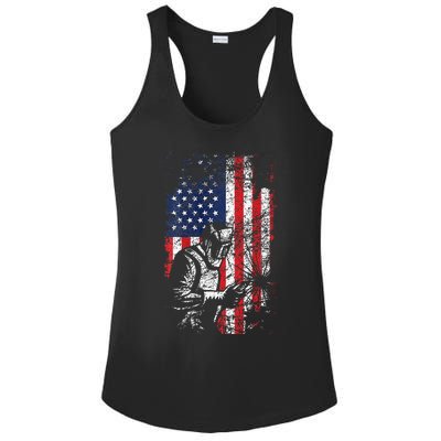 Welding American Flag Welder Fathers Day Design On Back Ladies PosiCharge Competitor Racerback Tank