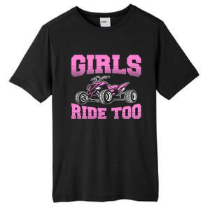 Wo ATV Funny Four Wheeler Quad Bike Girls Ride Too Quad Biker Tall Fusion ChromaSoft Performance T-Shirt