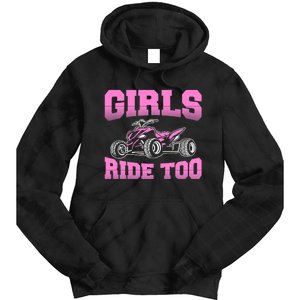 Wo ATV Funny Four Wheeler Quad Bike Girls Ride Too Quad Biker Tie Dye Hoodie