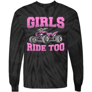 Wo ATV Funny Four Wheeler Quad Bike Girls Ride Too Quad Biker Tie-Dye Long Sleeve Shirt