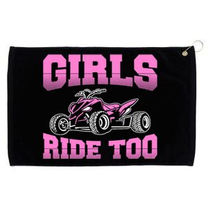 Wo ATV Funny Four Wheeler Quad Bike Girls Ride Too Quad Biker Grommeted Golf Towel