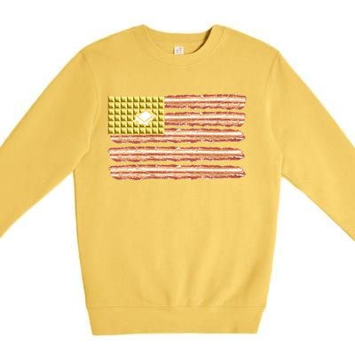 Waffle Bacon USA Flag Premium Crewneck Sweatshirt