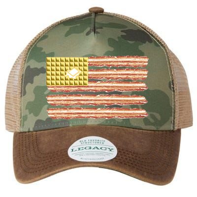 Waffle Bacon USA Flag Legacy Tie Dye Trucker Hat